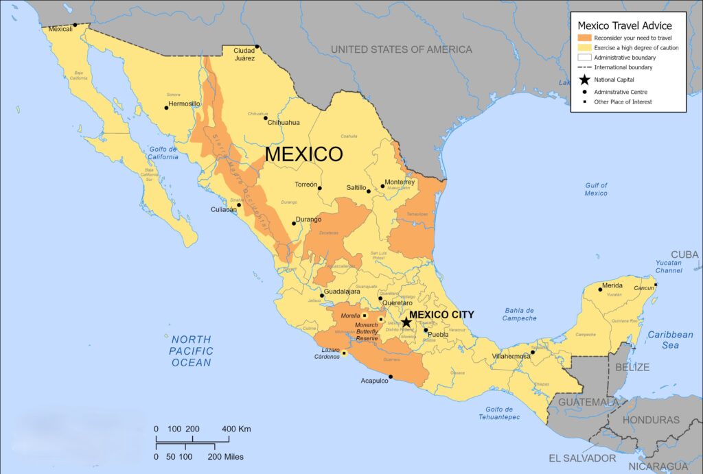 US travel advisory for Mexico